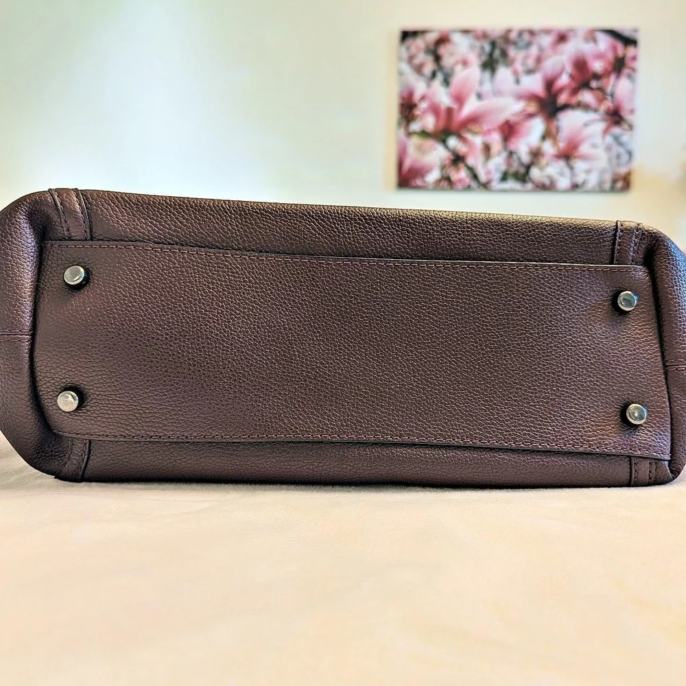 Coach Burgundy Pebbled Leather Edie Turnlock Bag